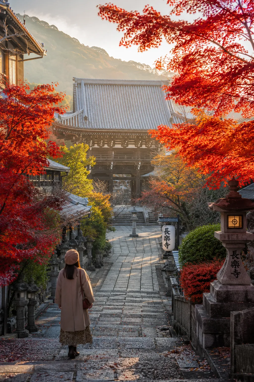 Kyoto Japan autumn maple leaves and temple travel destination