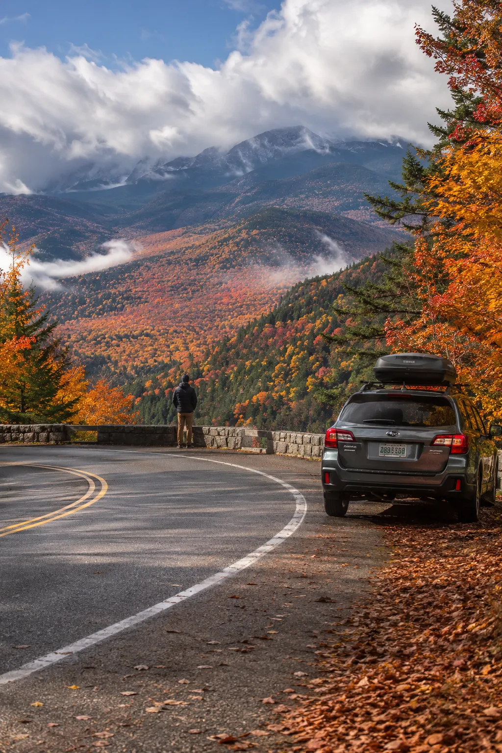 White Mountains New Hampshire fall road trip with colorful foliage