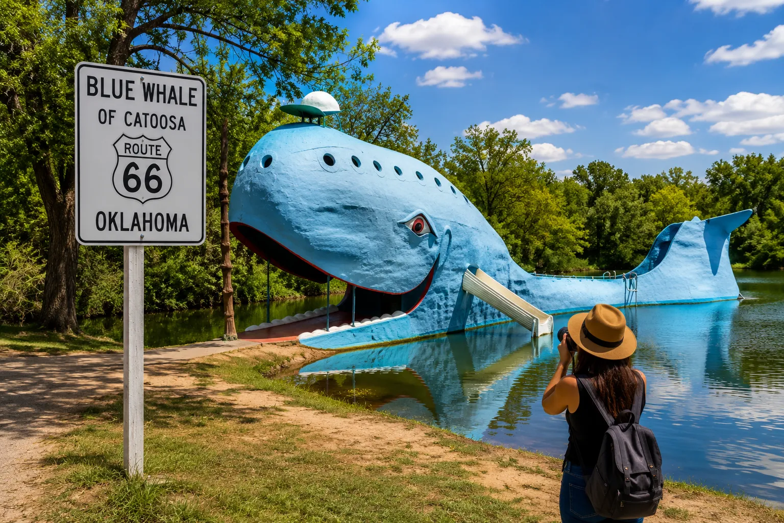 Blue Whale of Catoosa on Route 66 in Oklahoma.