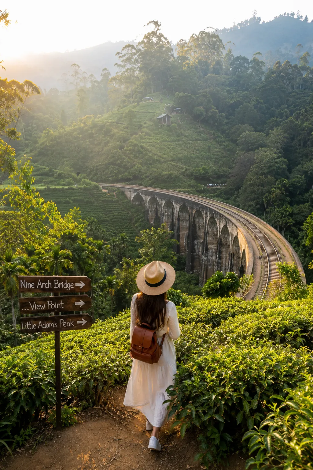Ella Sri Lanka budget travel destination with tea plantations and Nine Arch Bridge