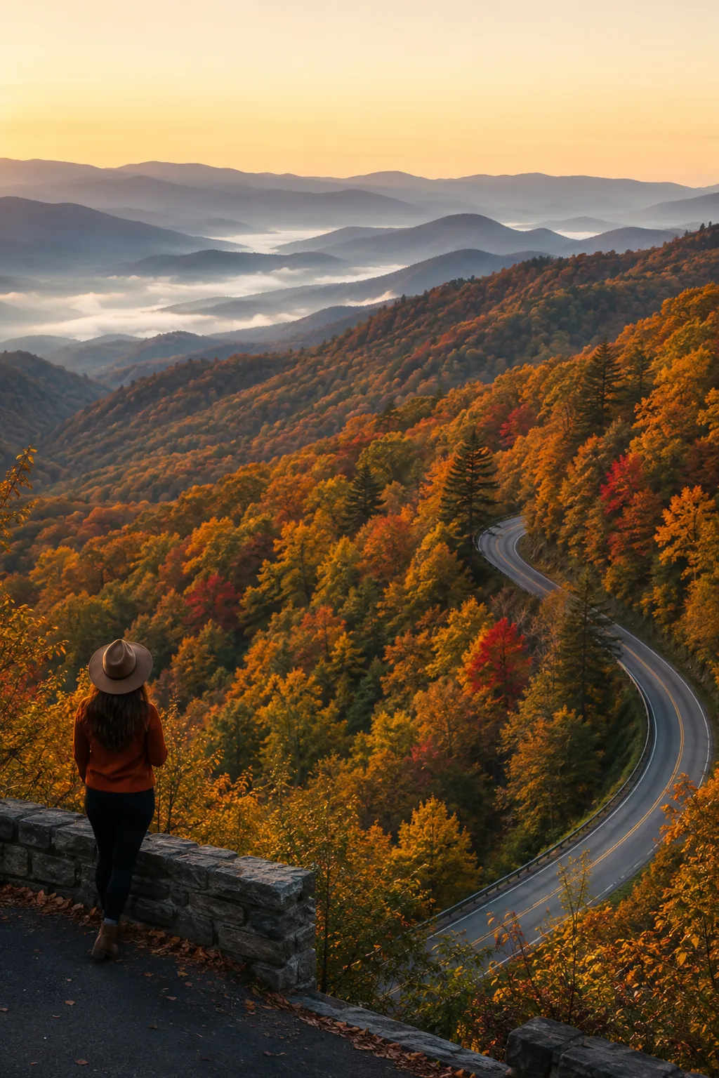 Great Smoky Mountains fall foliage scenic overlook