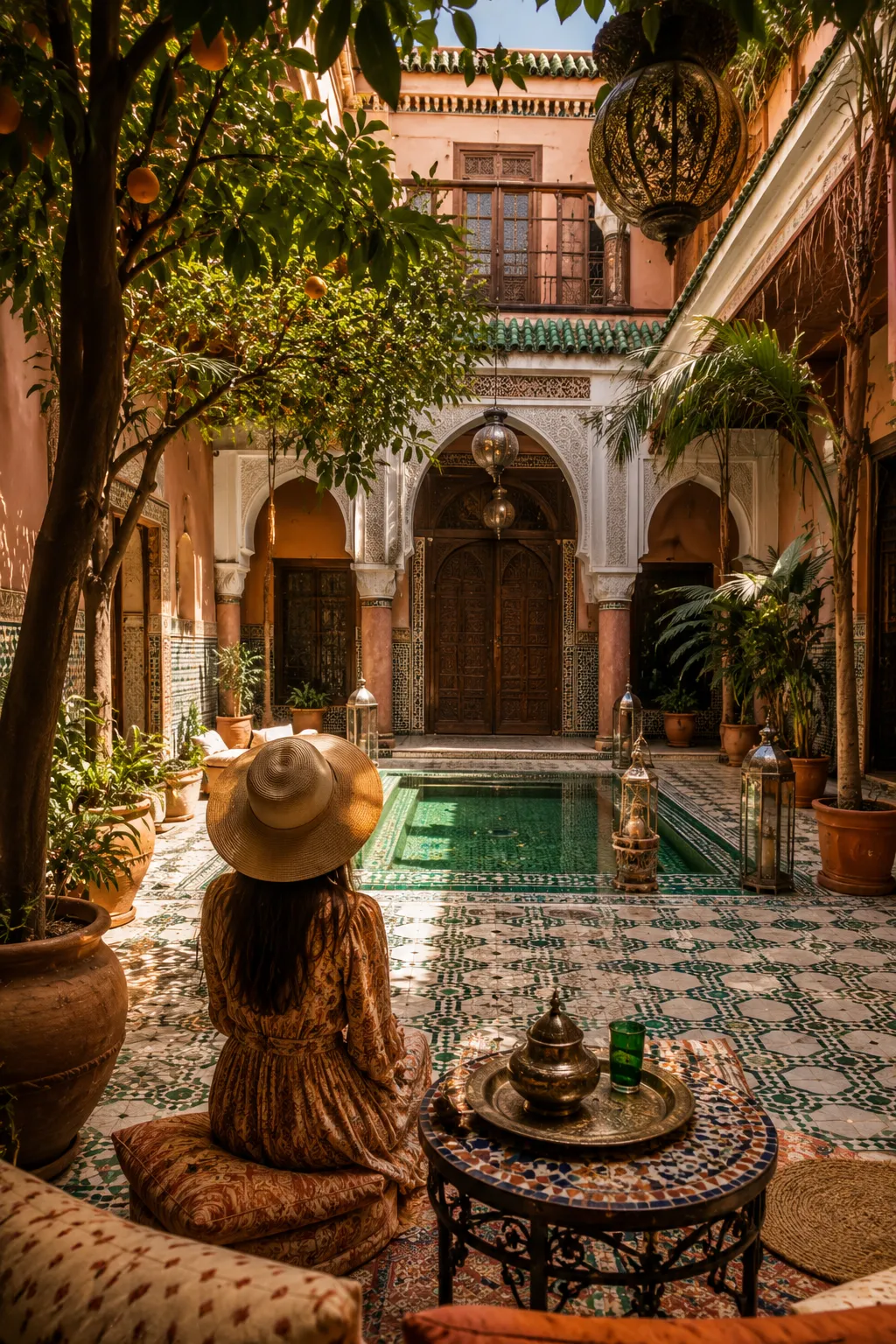 Marrakech Morocco riad courtyard budget luxury travel destination